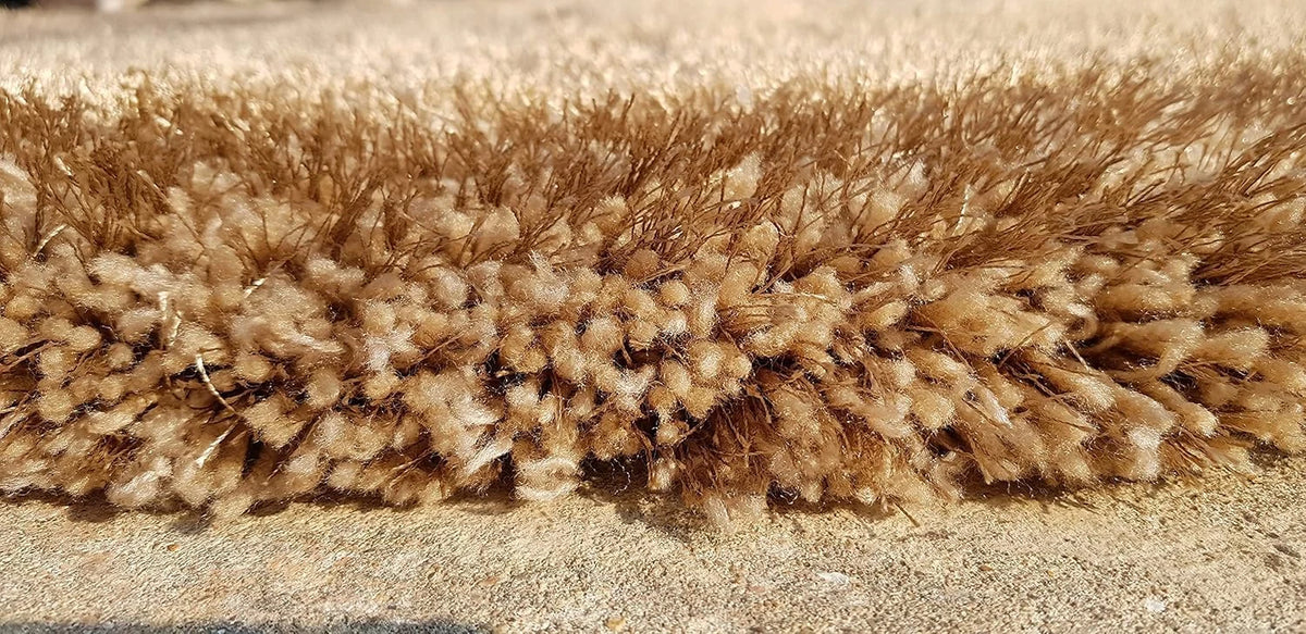 Mud Beige Solid Plush Shag Rug - Image 6