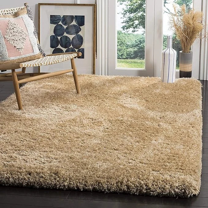 Mud Beige Solid Plush Shag Rug - Image 7
