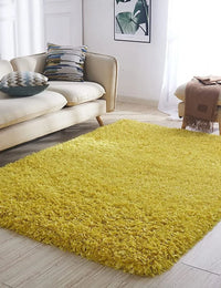 Mustard Yellow Solid Plush Shag Rug - Image 1