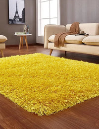 Mustard Yellow Solid Plush Shag Rug - Image 2
