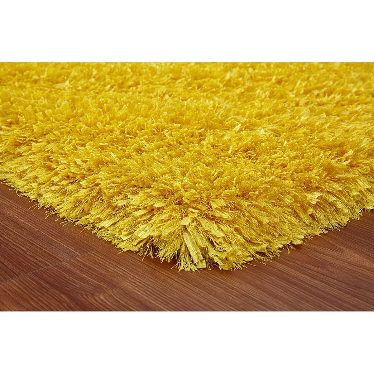 Mustard Yellow Solid Plush Shag Rug - Image 4