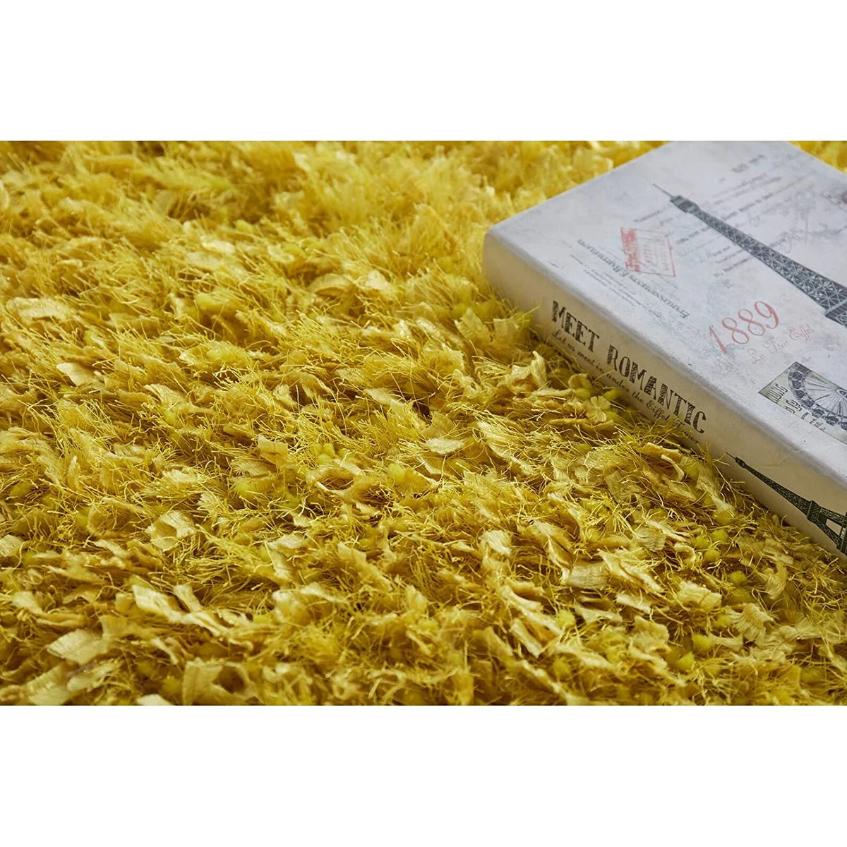 Mustard Yellow Solid Plush Shag Rug - Image 5
