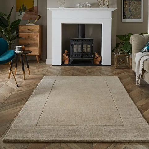 Myra Beige Solid Hand-Tufted Wool Rug - Image 1