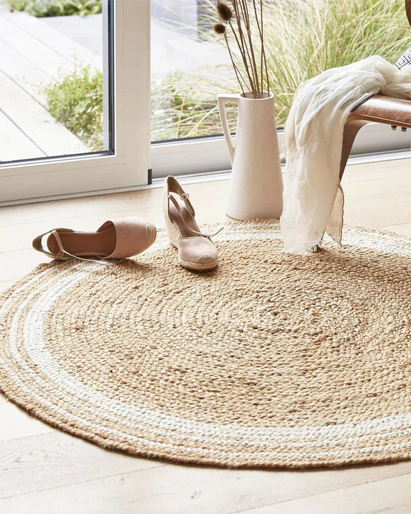Natural Whit Natural Jute Rug Round Rug - Image 1