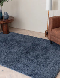 Navy Solid Plush Shag Rug - Image 1