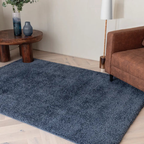 Navy Solid Plush Shag Rug - Image 1