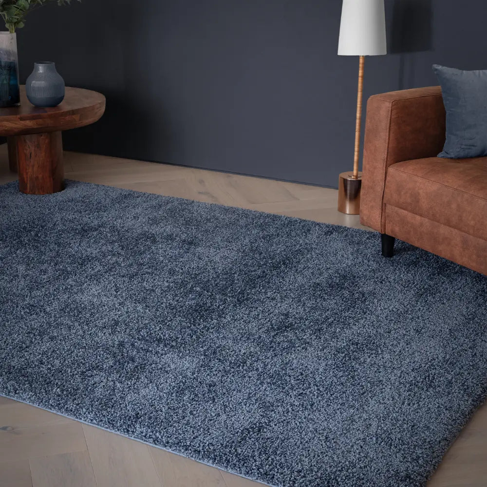 Navy Solid Plush Shag Rug - Image 4