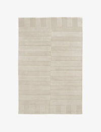 Oatmeal Geometric Hand-Tufted Wool Rug - Image 3