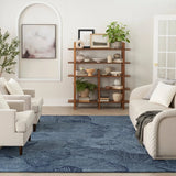 Ocean Blue Abstract Hand-Tufted Wool Rug - Image 1