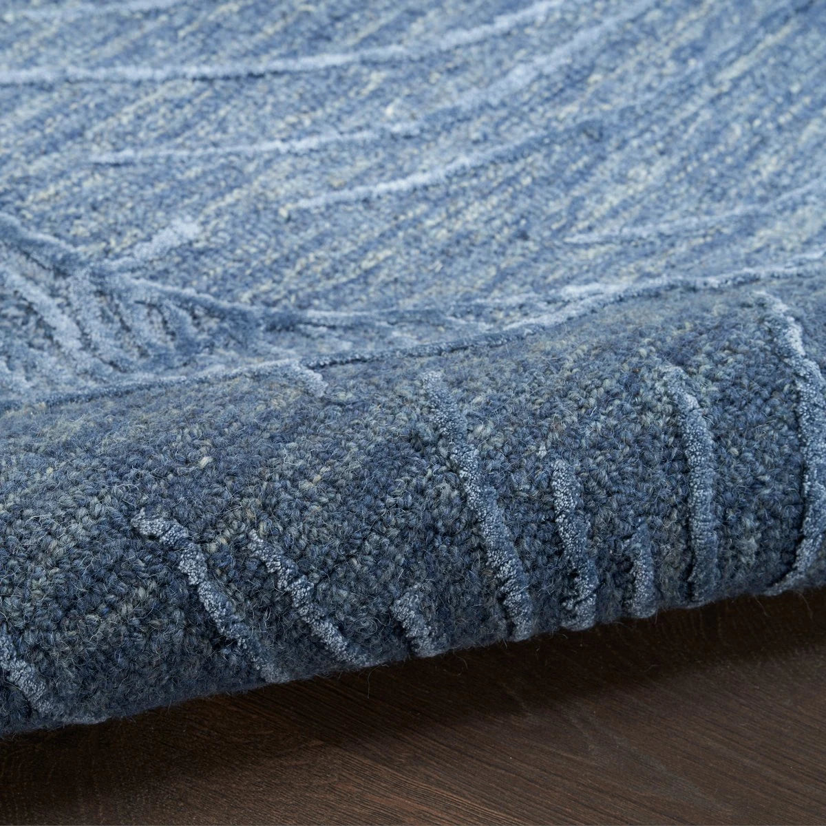 Ocean Blue Abstract Hand-Tufted Wool Rug - Image 3
