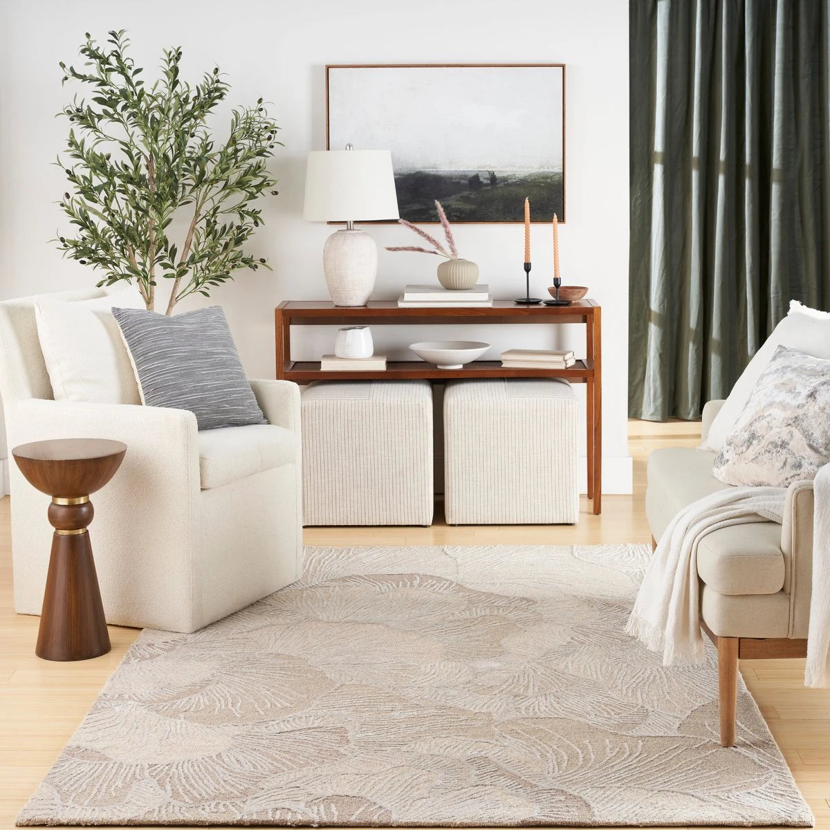 Ocean Taupe Abstract Hand-Tufted Wool Rug - Image 1