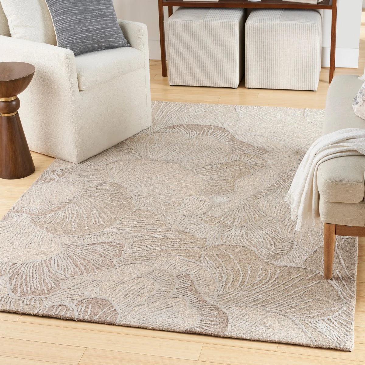 Ocean Taupe Abstract Hand-Tufted Wool Rug - Image 3