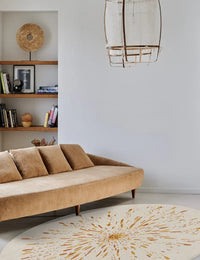 Ochre Oval Hand-Tufted Wool Rug Oval Rug - Image 1