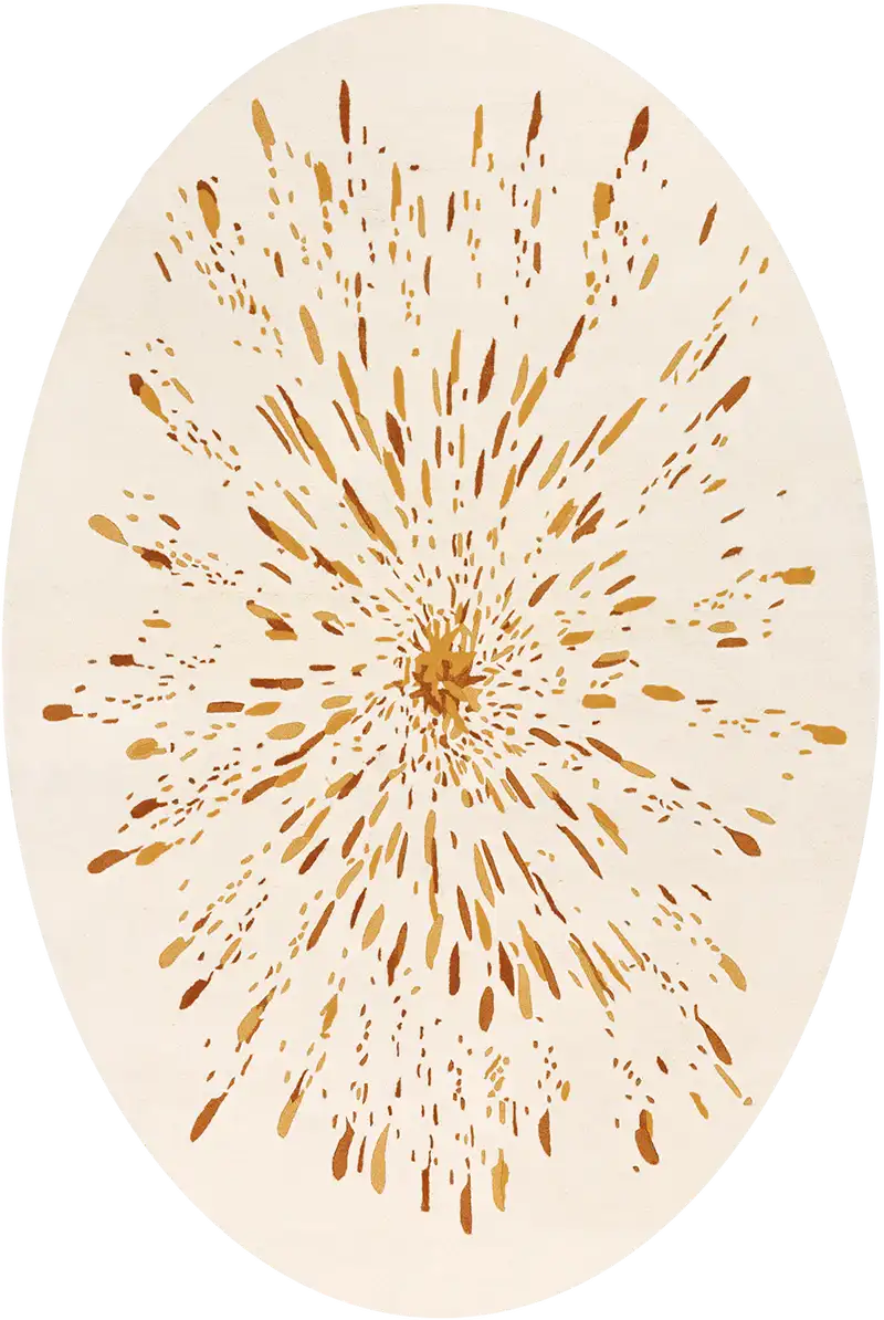 Ochre Oval Hand-Tufted Wool Rug Oval Rug - Image 2