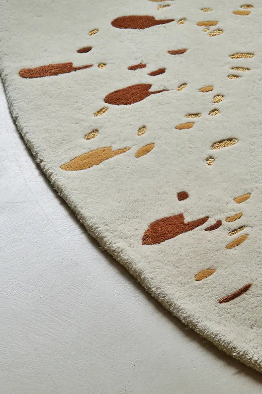 Ochre Oval Hand-Tufted Wool Rug Oval Rug - Image 3