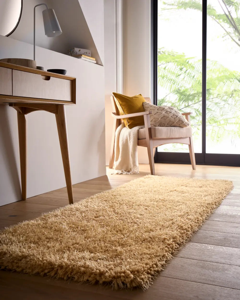 Ochre Solid Plush Shag Rug - Image 2