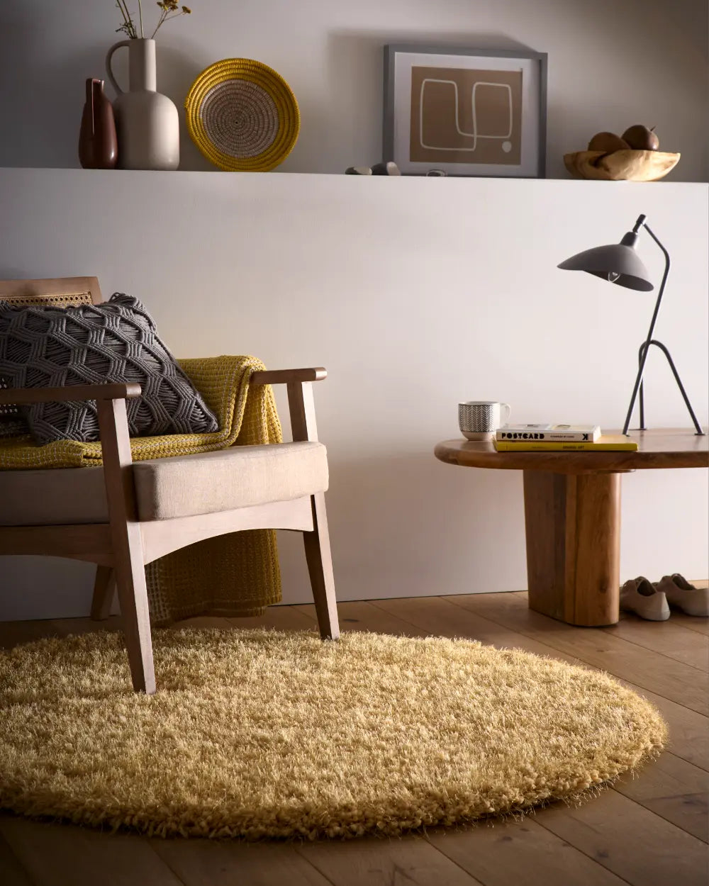 Ochre Solid Plush Shag Rug - Image 3