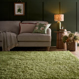 Olive Solid Plush Shag Rug - Image 1