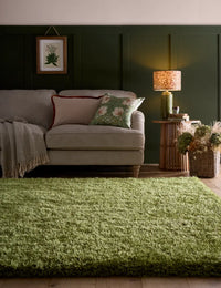 Olive Solid Plush Shag Rug - Image 1