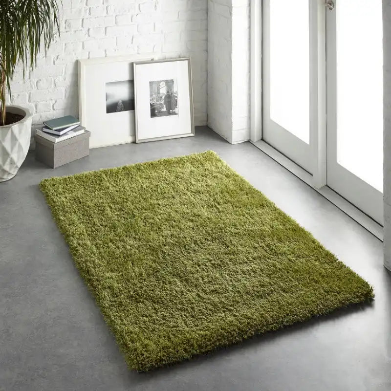 Olive Solid Plush Shag Rug - Image 4