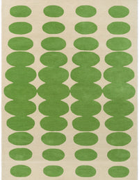 Optical Green Cream Abstract Hand-Tufted Wool Rug - Image 1