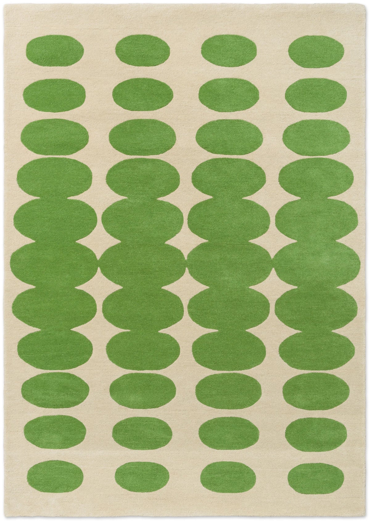 Optical Green Cream Abstract Hand-Tufted Wool Rug - Image 1