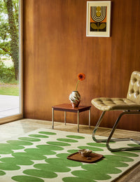Optical Green Cream Abstract Hand-Tufted Wool Rug - Image 2