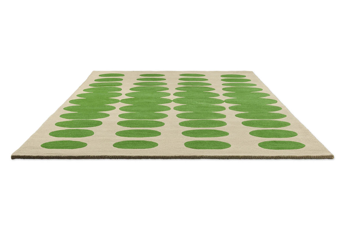 Optical Green Cream Abstract Hand-Tufted Wool Rug - Image 3