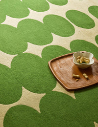 Optical Green Cream Abstract Hand-Tufted Wool Rug - Image 4