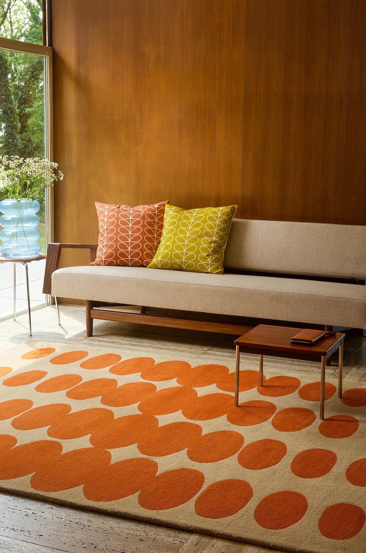 Optical Orange Sand Abstract Hand-Tufted Wool Rug - Image 2