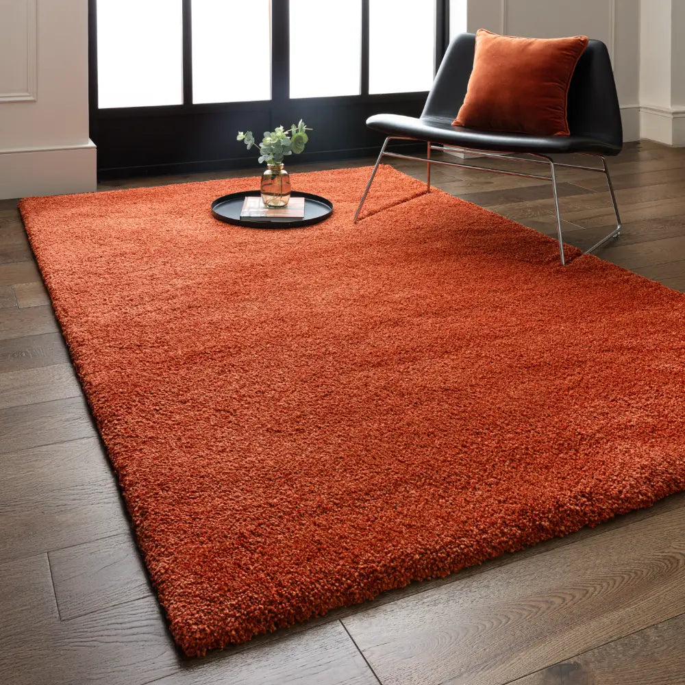 Orange Solid Plush Shag Rug - Image 1
