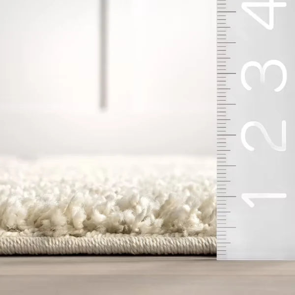 Oxford Cream Beige Ripple Collection Plush Shag Rug - Image 2