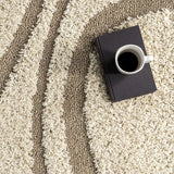 Oxford Cream Beige Ripple Collection Plush Shag Rug - Image 3