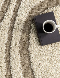 Oxford Cream Beige Ripple Collection Plush Shag Rug - Image 3