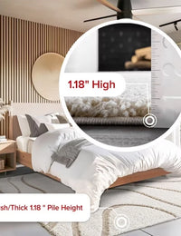 Oxford Cream Beige Ripple Collection Plush Shag Rug - Image 7