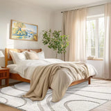 Oxford Cream Beige Ripple Collection Plush Shag Rug - Image 8