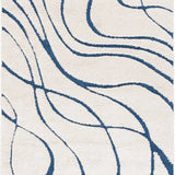 Oxford Cream, Blue Ripple Collection Plush Shag Rug - Image 1