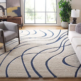 Oxford Cream, Blue Ripple Collection Plush Shag Rug - Image 2