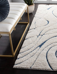 Oxford Cream, Blue Ripple Collection Plush Shag Rug - Image 4