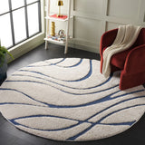 Oxford Cream, Blue Ripple Collection Plush Shag Rug - Image 5