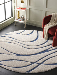 Oxford Cream, Blue Ripple Collection Plush Shag Rug - Image 5