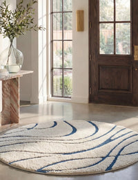 Oxford Cream, Blue Ripple Collection Plush Shag Rug - Image 6