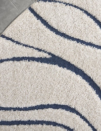 Oxford Cream, Blue Ripple Collection Plush Shag Rug - Image 7