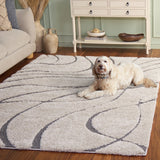 Oxford Cream, Grey Ripple Collection Plush Shag Rug - Image 2