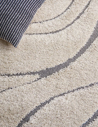 Oxford Cream, Grey Ripple Collection Plush Shag Rug - Image 3