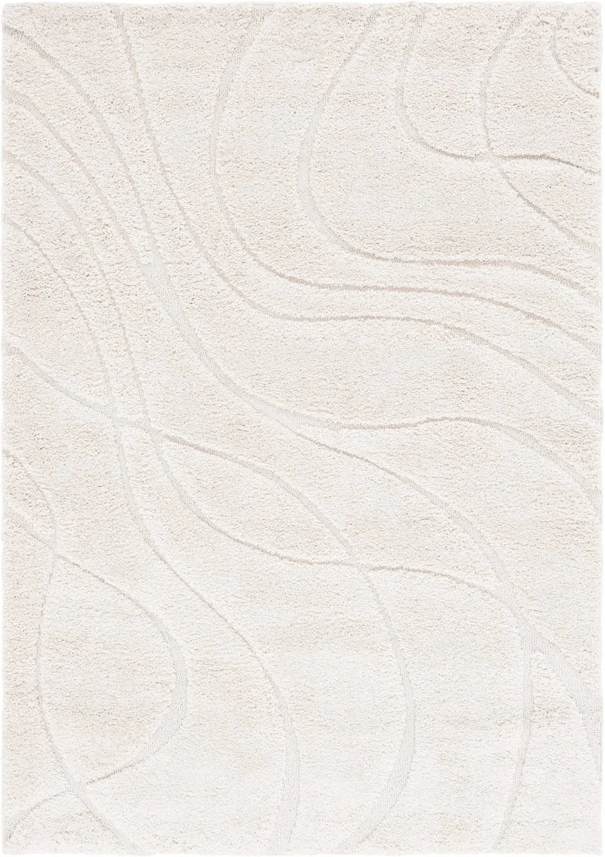 Oxford Cream Ripple Collection Plush Shag Rug - Image 1