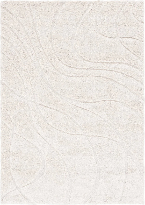 Oxford Cream Ripple Collection Plush Shag Rug - Image 1