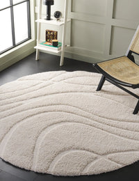 Oxford Cream Ripple Collection Plush Shag Rug - Image 2