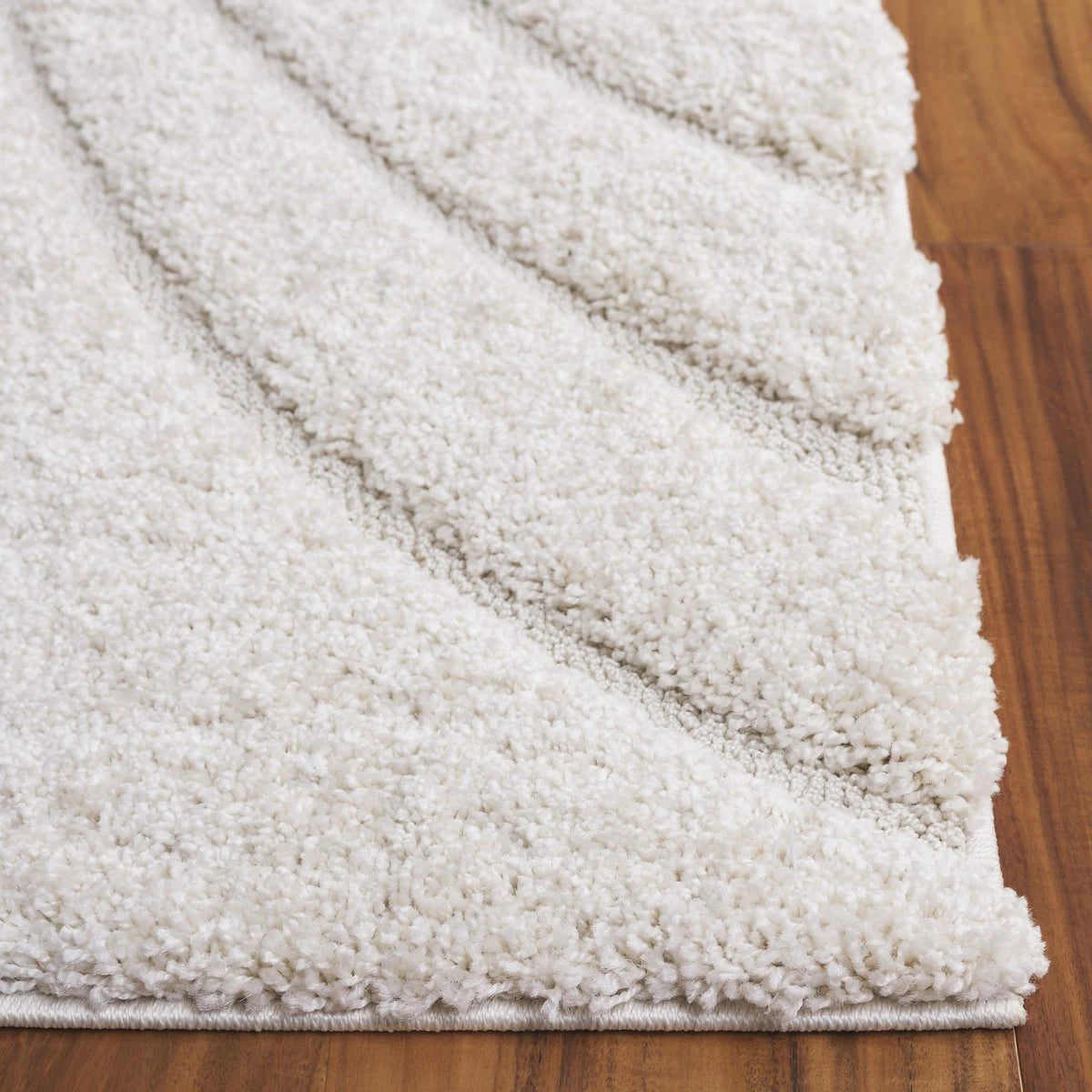 Oxford Cream Ripple Collection Plush Shag Rug - Image 5