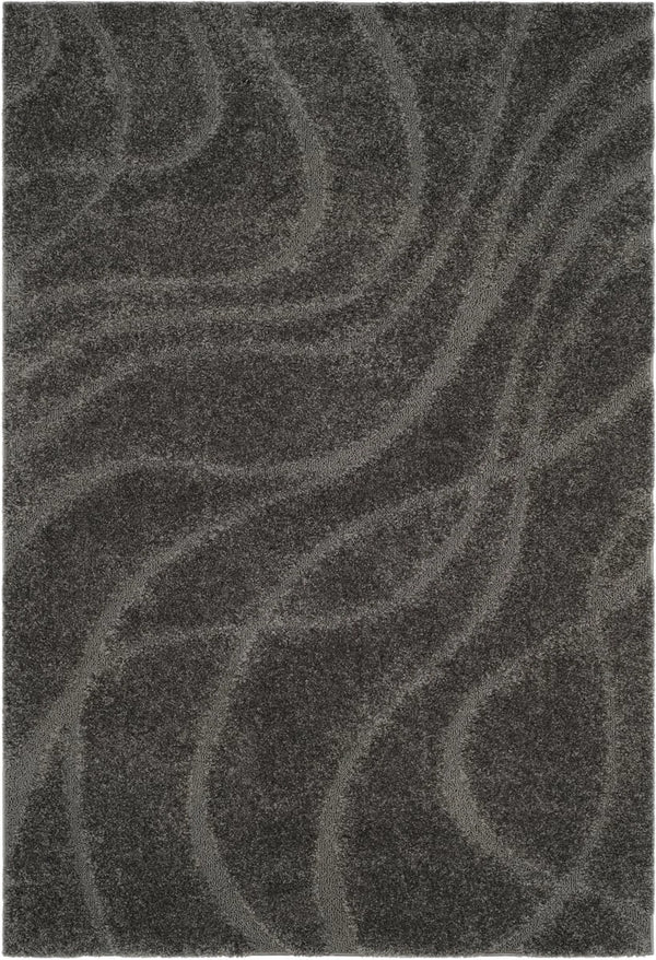 Oxford Grey Ripple Collection Plush Shag Rug - Image 1